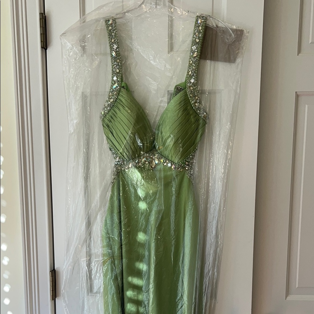 Green Beaded Evening Gown